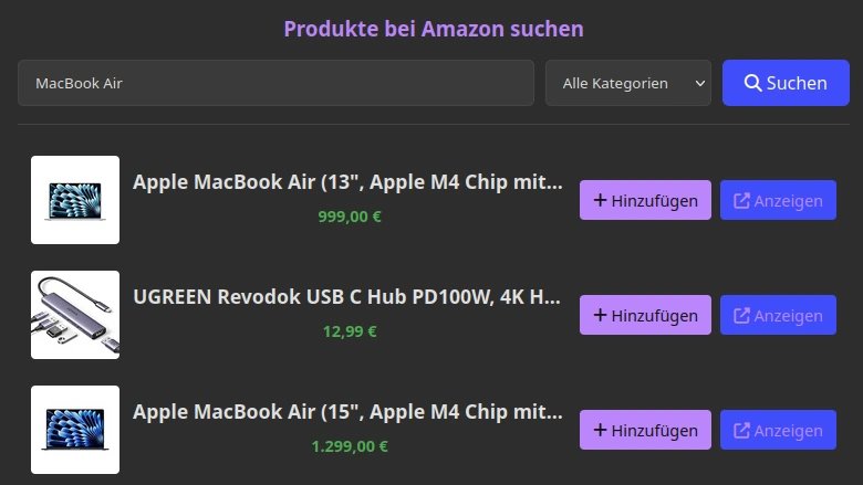 Amazon-Suche Demo