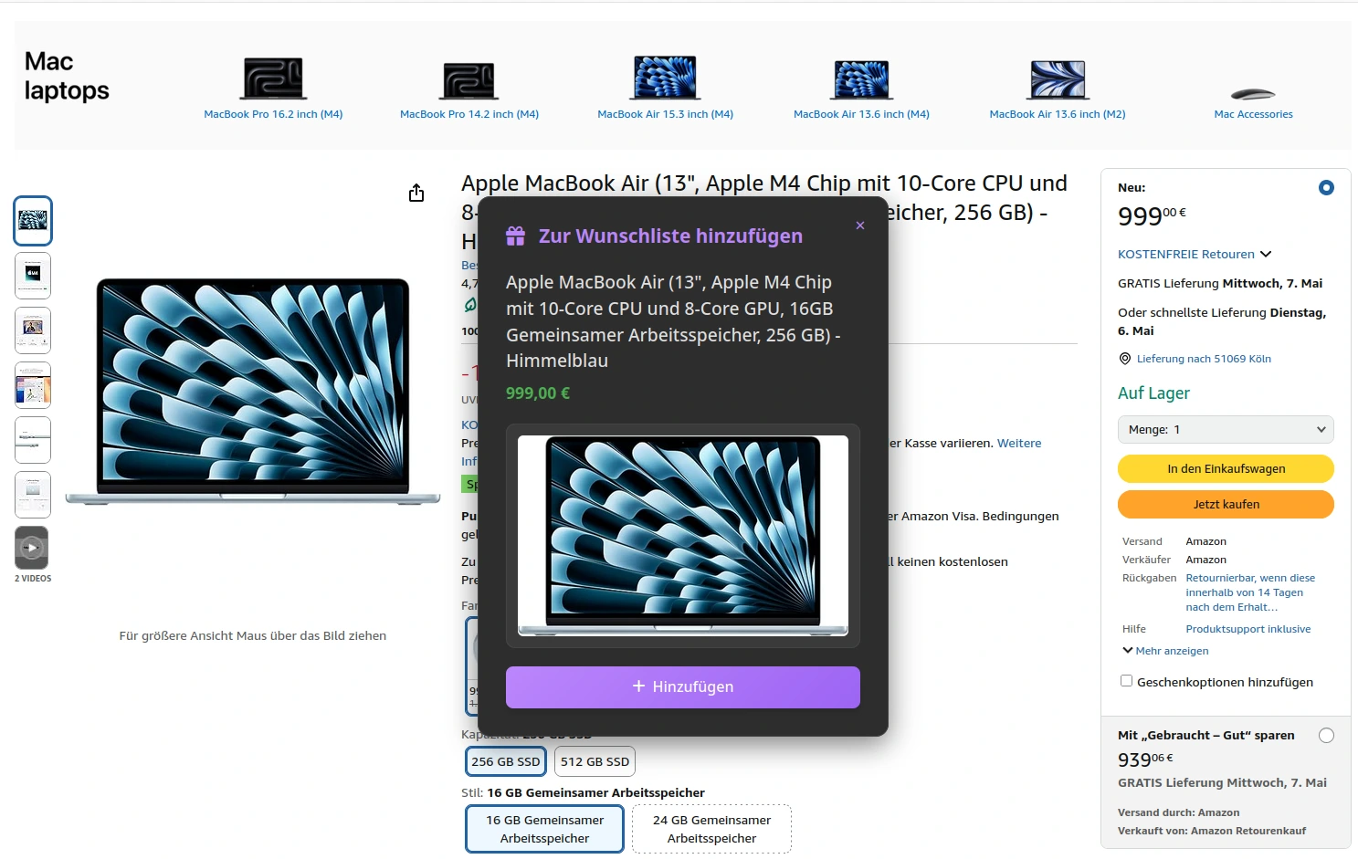 Bookmarklet auf Produktseite verwenden