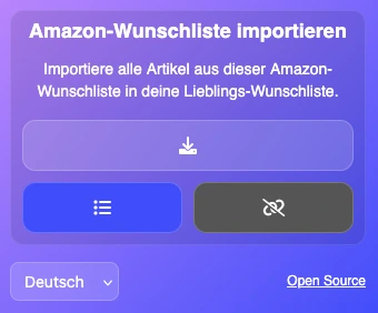 Import from Amazon wishlist feature