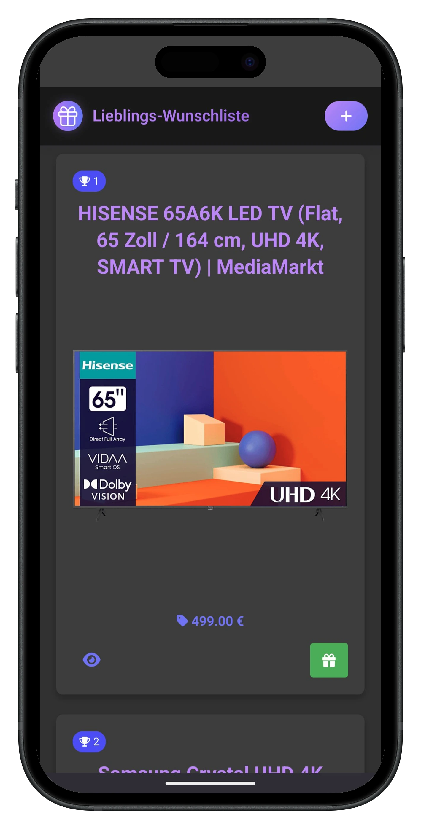 Wunschliste Vorschau Mobile